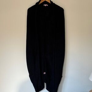 Calypso St Barth navy blue loose shawl/long sweater open buttonless sz Small